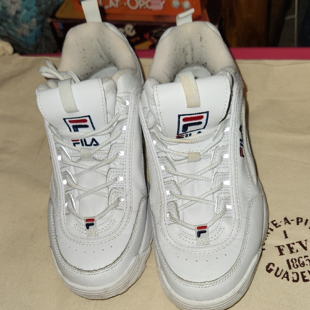Fila White and Navy Athletic Shoes